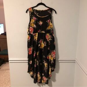 Torrid Black Yellow & Red Floral Challis Hi-Lo Sleeveless Summer Dress Size 0X